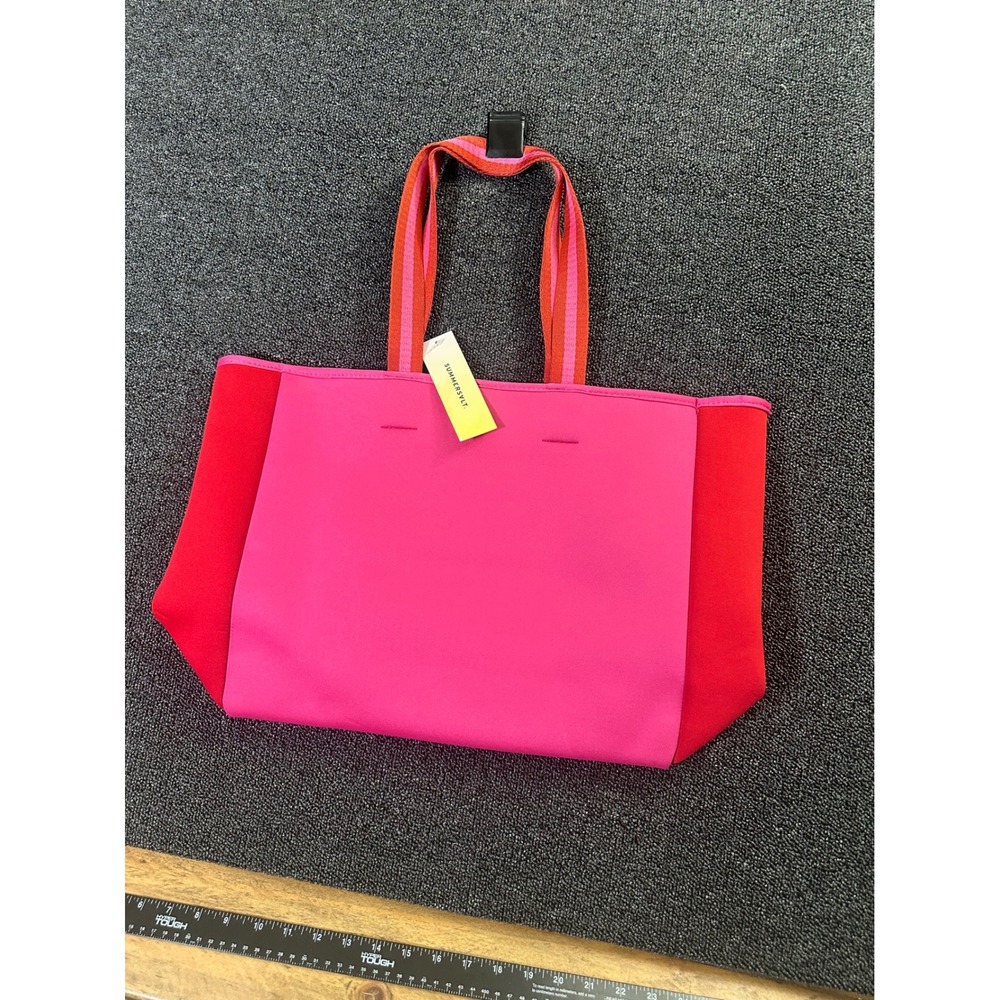 Summersalt Neoprene Tote Pink Red Colorblock Sporty Beach Shoulder Bag NWT